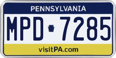 PA license plate MPD7285