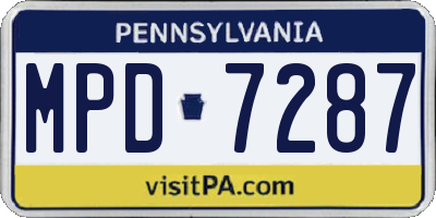 PA license plate MPD7287