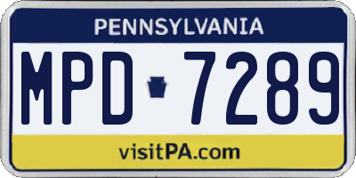 PA license plate MPD7289