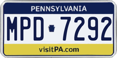 PA license plate MPD7292