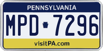 PA license plate MPD7296