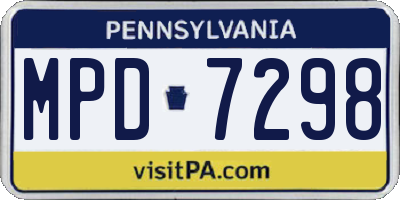 PA license plate MPD7298
