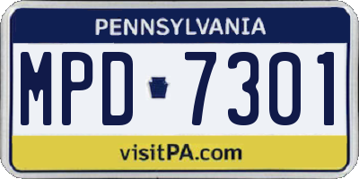 PA license plate MPD7301