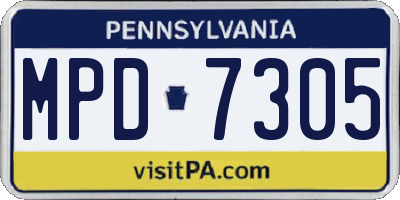 PA license plate MPD7305