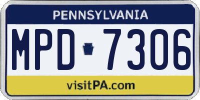 PA license plate MPD7306