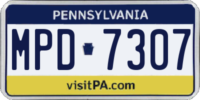 PA license plate MPD7307