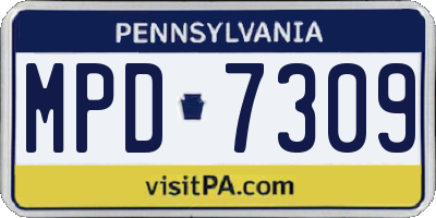 PA license plate MPD7309