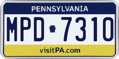 PA license plate MPD7310