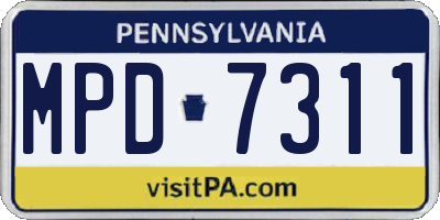 PA license plate MPD7311