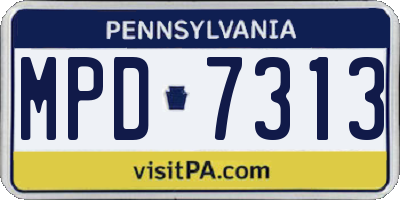 PA license plate MPD7313