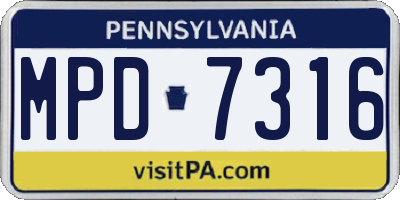 PA license plate MPD7316