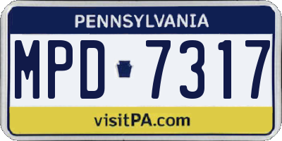 PA license plate MPD7317