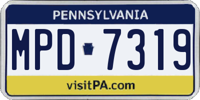 PA license plate MPD7319
