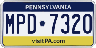 PA license plate MPD7320