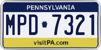 PA license plate MPD7321