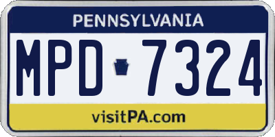 PA license plate MPD7324