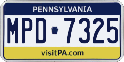 PA license plate MPD7325
