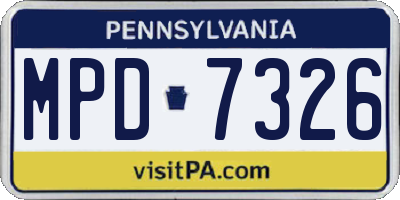 PA license plate MPD7326