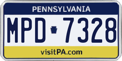 PA license plate MPD7328