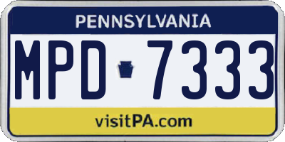 PA license plate MPD7333