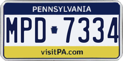 PA license plate MPD7334