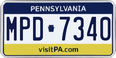 PA license plate MPD7340