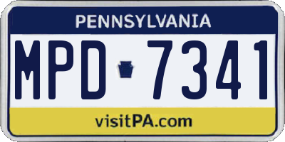 PA license plate MPD7341