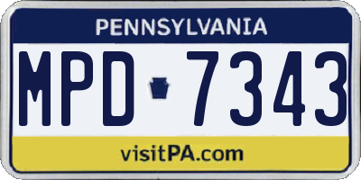 PA license plate MPD7343