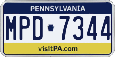 PA license plate MPD7344