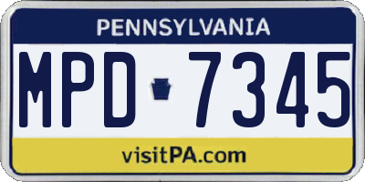 PA license plate MPD7345