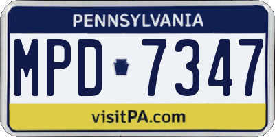 PA license plate MPD7347