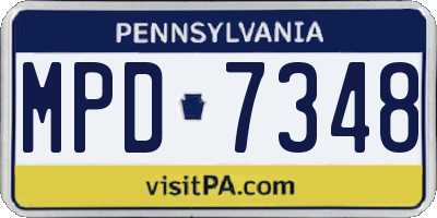 PA license plate MPD7348