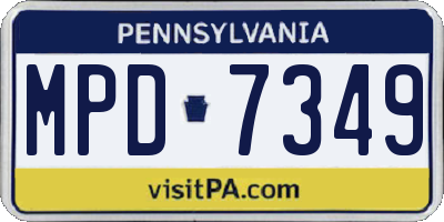 PA license plate MPD7349