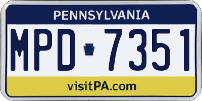 PA license plate MPD7351