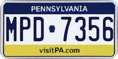 PA license plate MPD7356