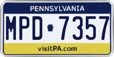 PA license plate MPD7357