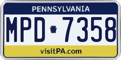 PA license plate MPD7358