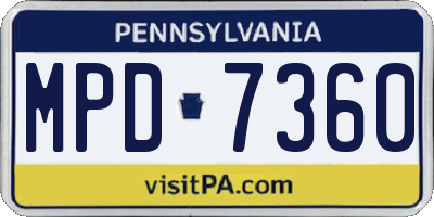PA license plate MPD7360