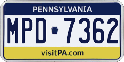 PA license plate MPD7362