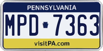 PA license plate MPD7363