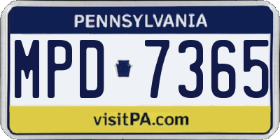 PA license plate MPD7365