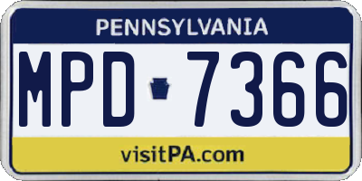 PA license plate MPD7366