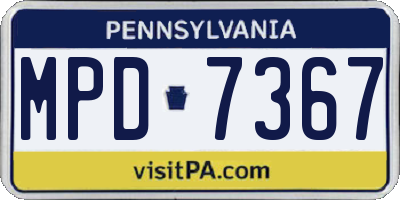 PA license plate MPD7367