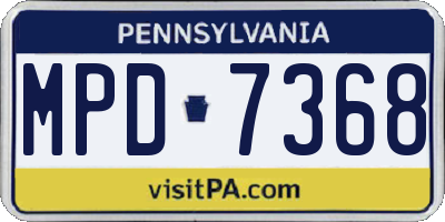 PA license plate MPD7368