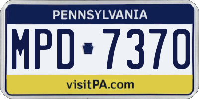 PA license plate MPD7370