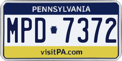 PA license plate MPD7372