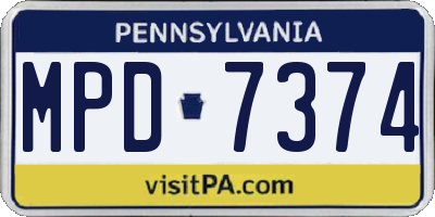 PA license plate MPD7374