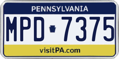 PA license plate MPD7375