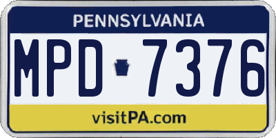 PA license plate MPD7376