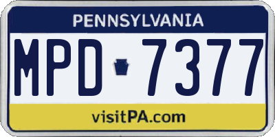 PA license plate MPD7377